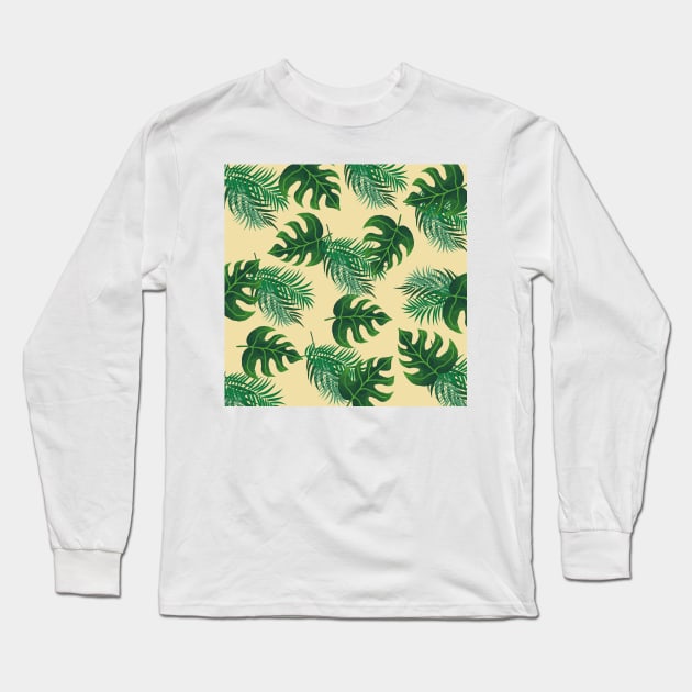 Tropical Palm Leaf Pattern Long Sleeve T-Shirt by BloomingDiaries